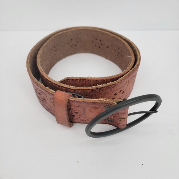 American Eagle Outfitters Genuine Leather Belt Brown Large Buckle Western Womens - Picture 4 of 7